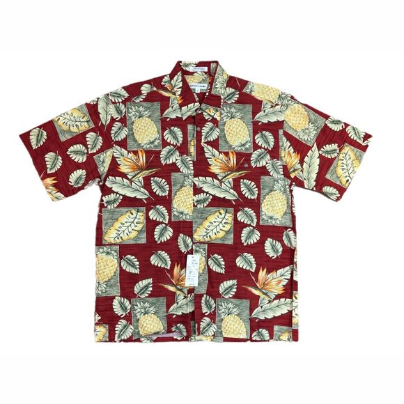 Pierre Cardin Mens Hawaiian Shirt Size L Island Coastal Summer Vacation Cruise - Picture 1 of 3